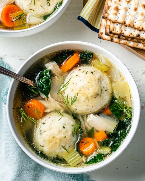 Kale and Herb Matzo Ball Soup Gelson's