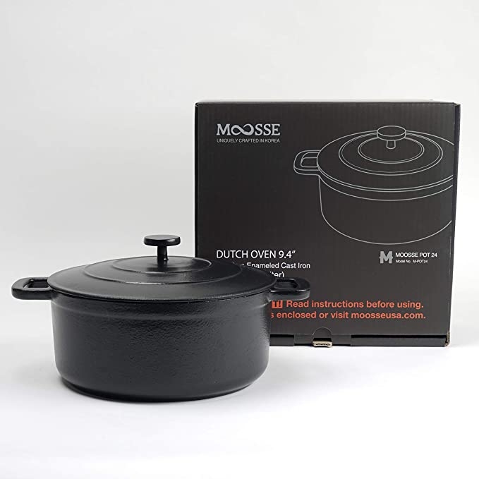 Buy MOOSSE Premium Dutch Oven, Enameled Cast iron Pot for Induction Cooktop,  Stove, Oven, No Seasoning Required, Made in Korea, 4.2 Quarts (4L), 9.4”  (24 cm) Online at Low Prices in India - Amazon.in