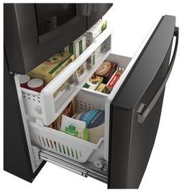 PFE28KBLTS in Fingerprint Resistant Black Stainless by GE Appliances in Austin, TX - GE Profile™ Series ENERGY STAR® 27.7 Cu. Ft. French-Door Refrigerator with Hands-Free AutoFill